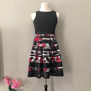 Carmen Marc Valvo Elegant Black and Floral Dress